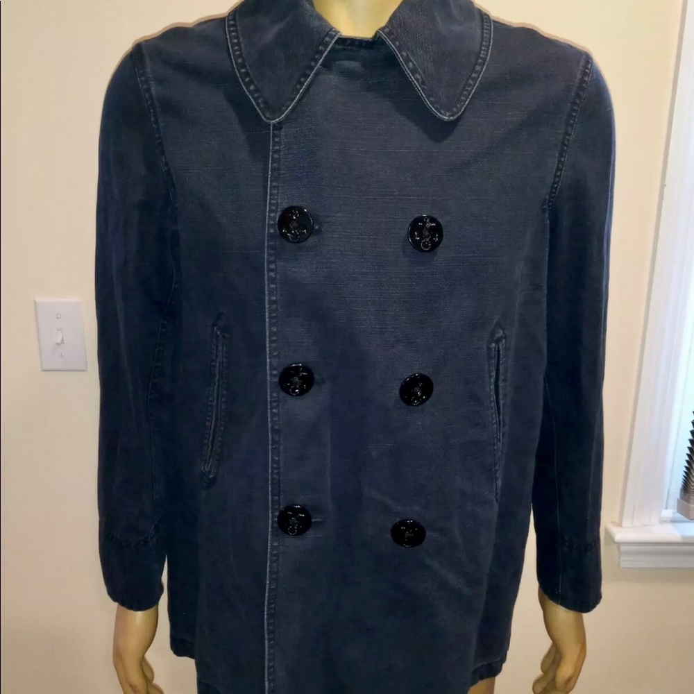 Polo Ralph Lauren Dark Blue Double Breasted Naval Military Denim Peacoat Jacket. - Picture 5 of 10